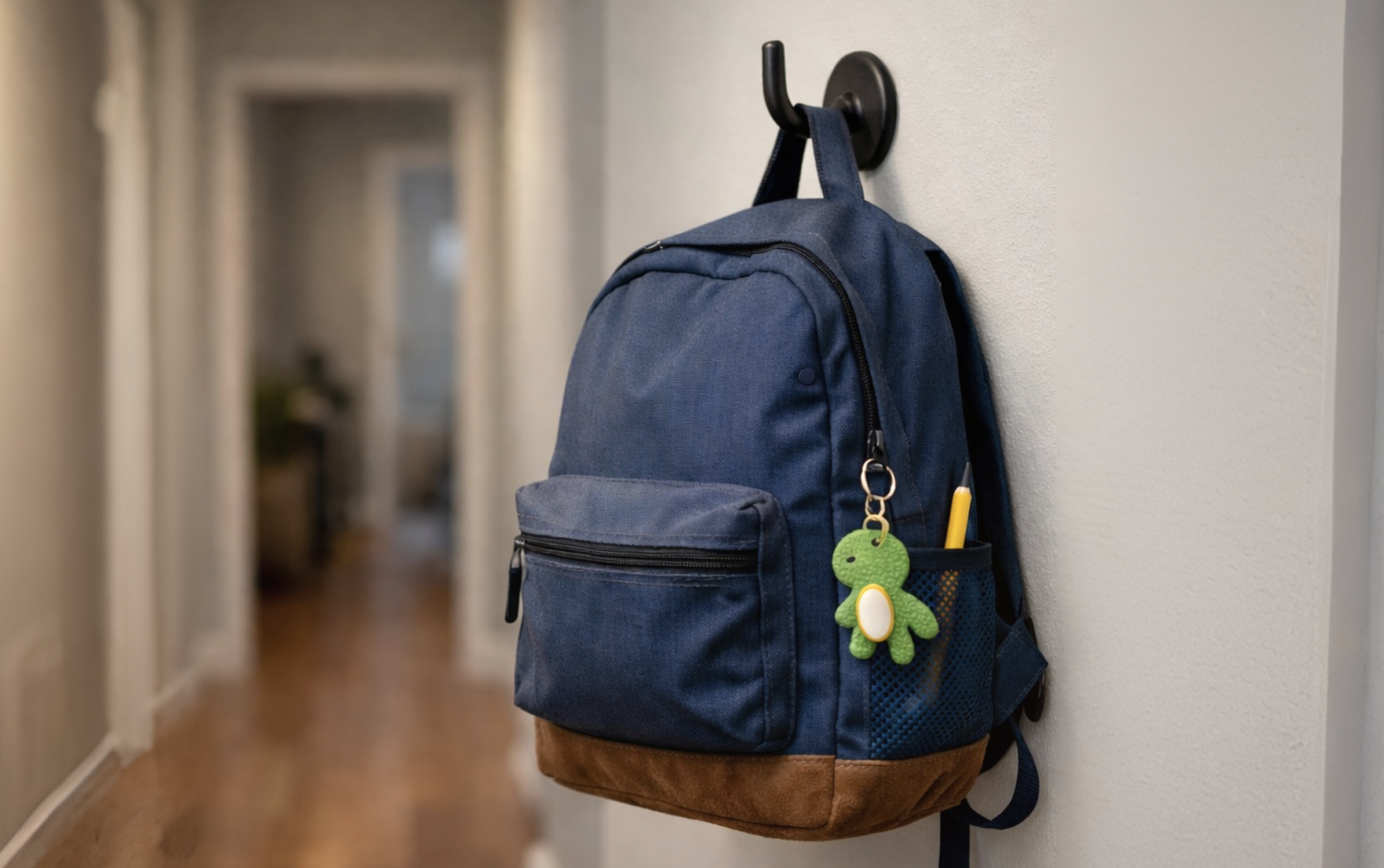 Node hidden inside kid's backpack pocket