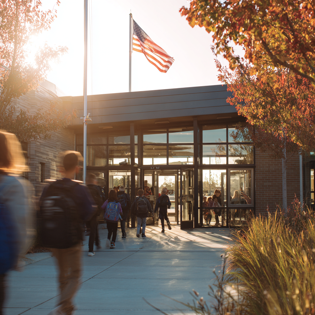 School entrance and drop-off line