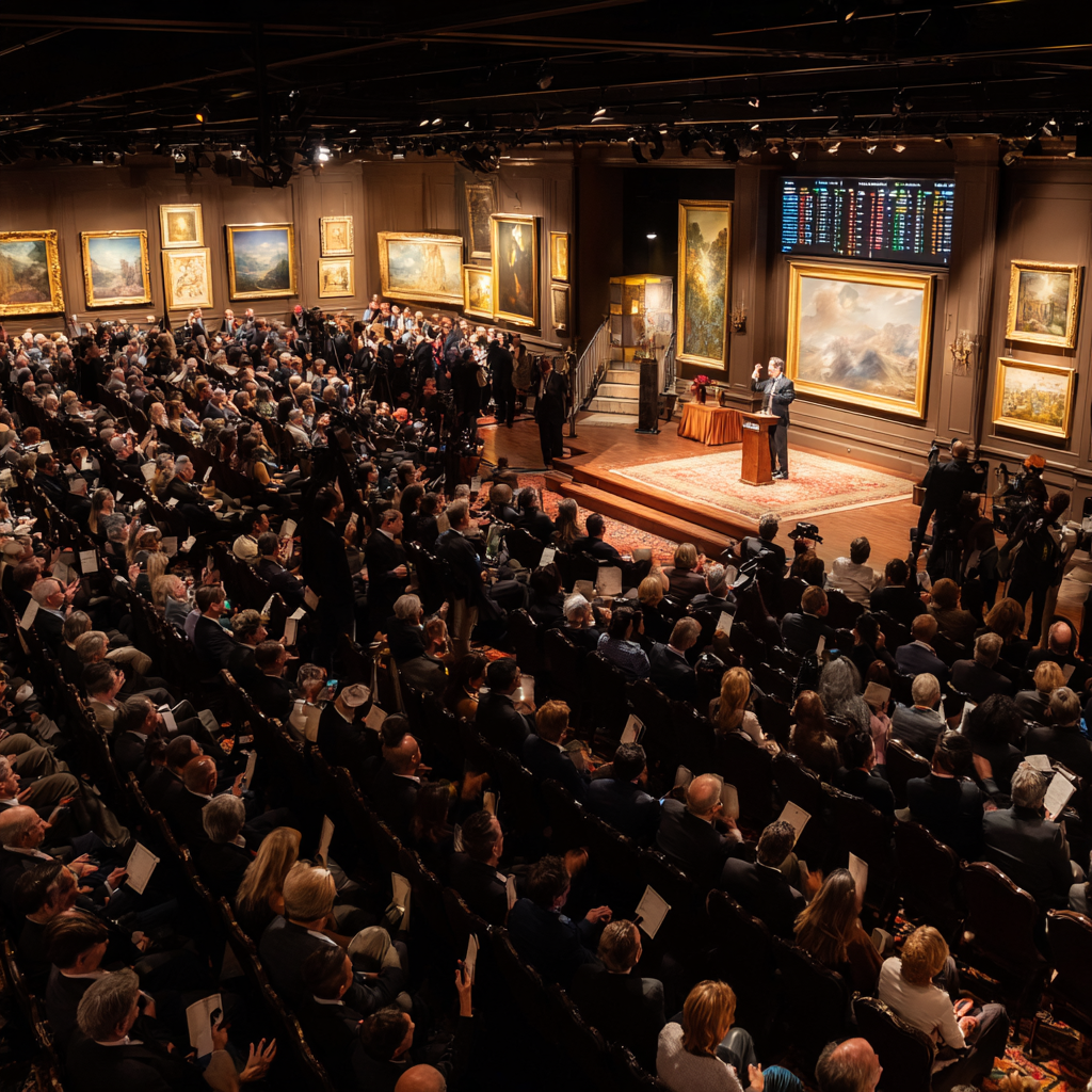 Auction house evening sale floor