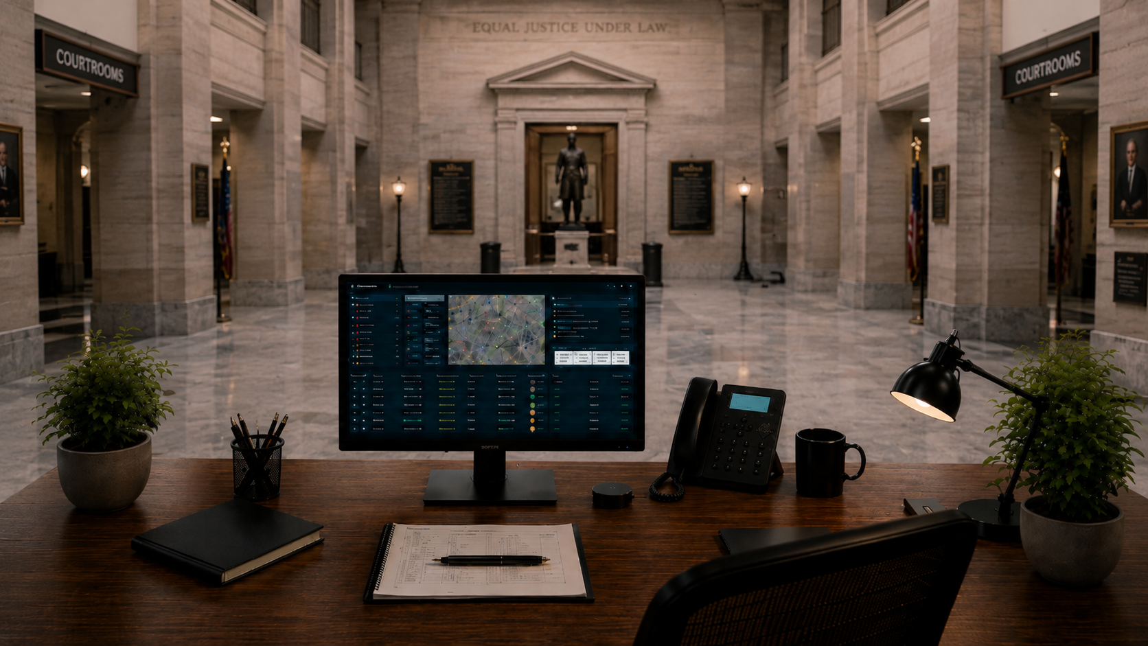 Defense attorney reviewing digital evidence