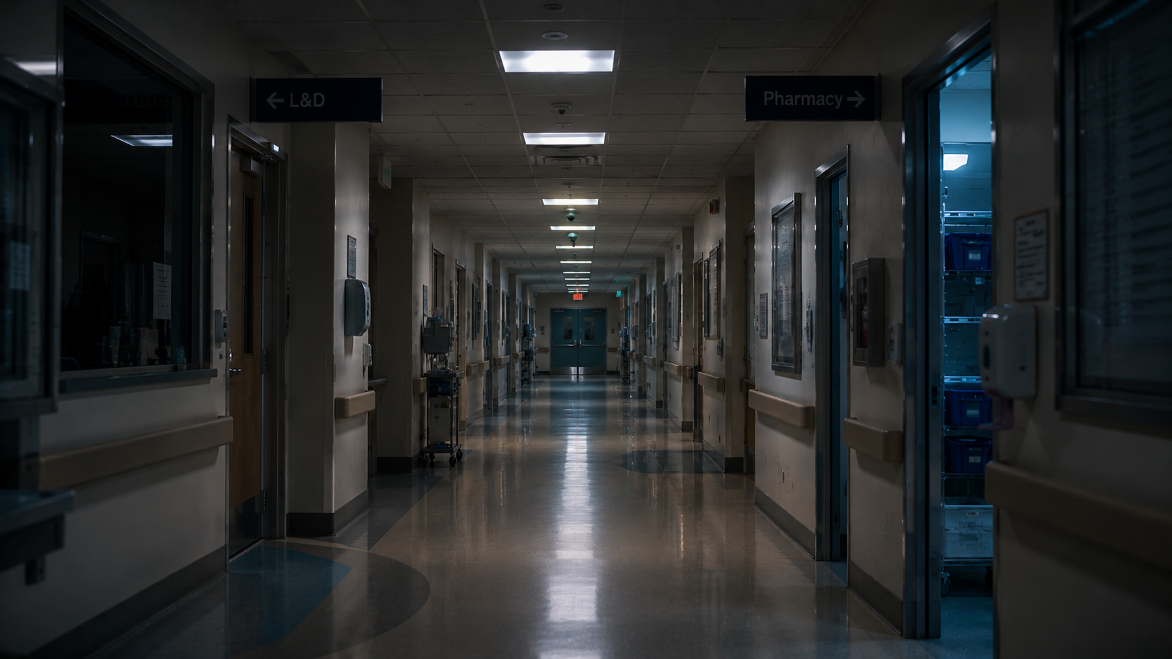 Hospital corridor at night