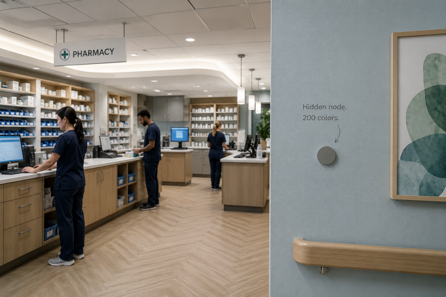 Hospital pharmacy with Pyxis cabinet