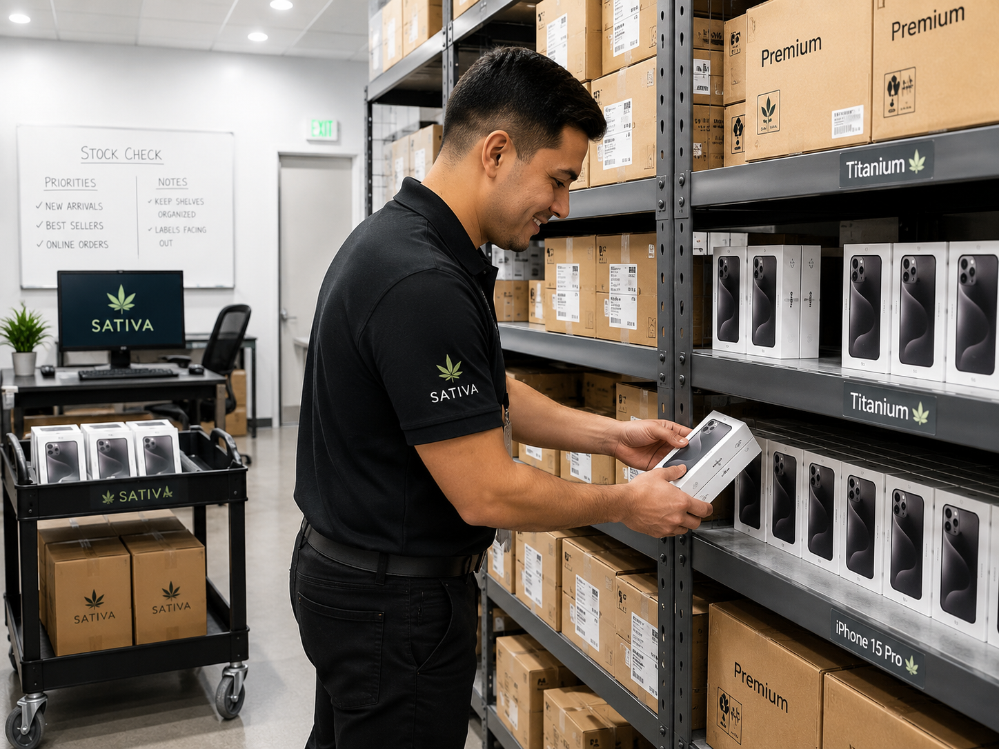 Stockroom interior with inventory