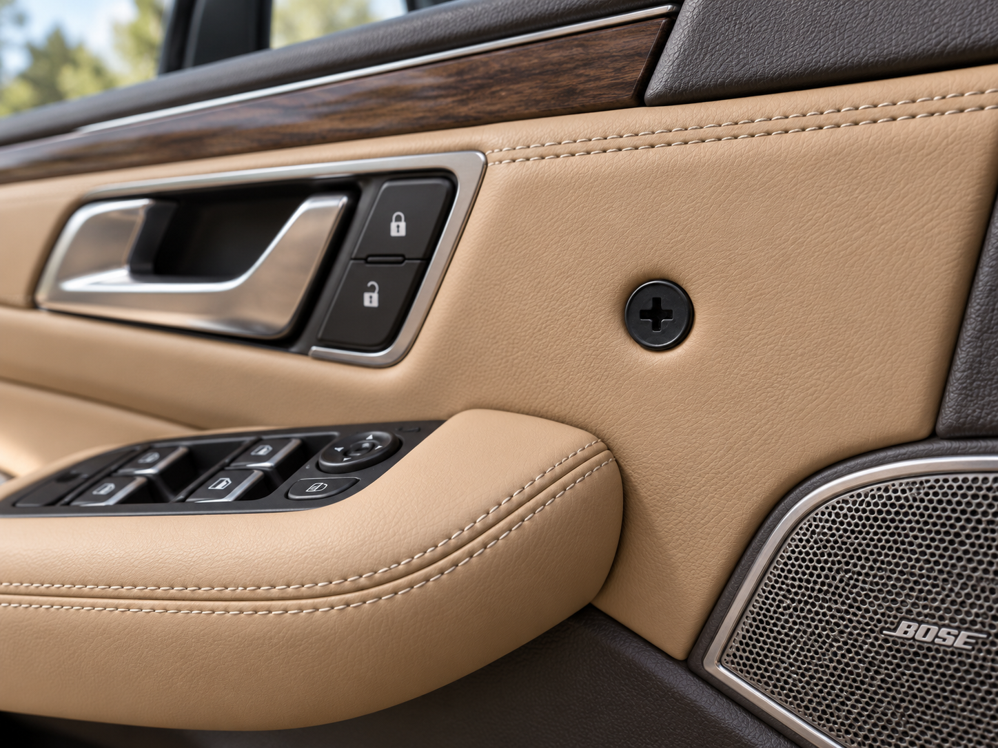 Black Memora screw Pin on luxury SUV door panel