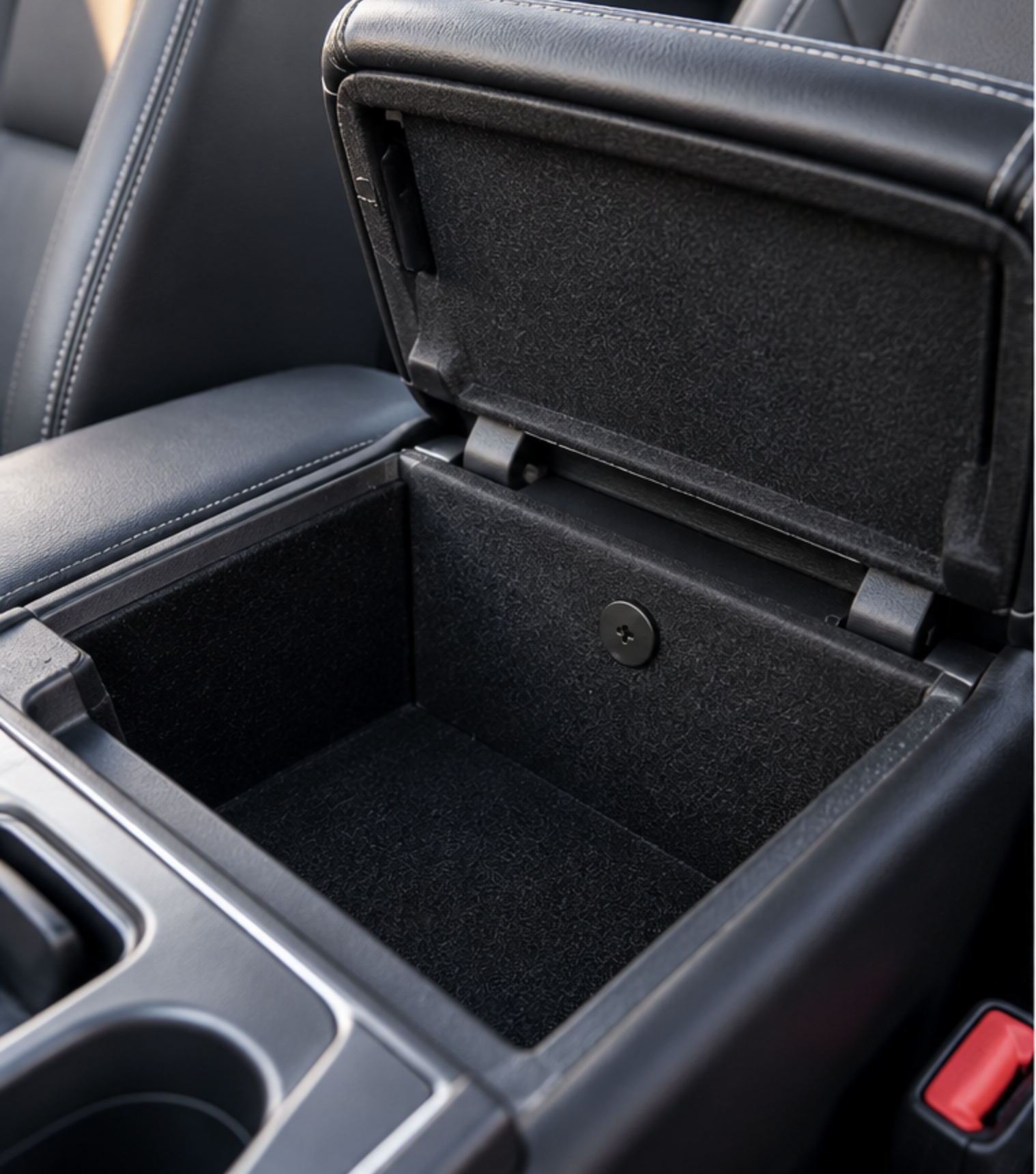 Black Memora screw Pin inside SUV center console